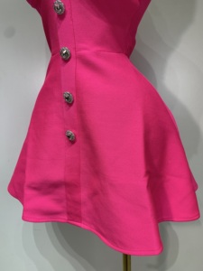 Abito Fasciante di Lusso da <span class=keywords><strong>Donna</strong></span>, Collo all'Americana, Schiena Scoperta, con Perline, Lavorato a Maglia, Lunghezza al Ginocchio, Asciugatura Rapida, <span class=keywords><strong>Sexy</strong></span>, per Club, Serate e Feste - Product Image 5