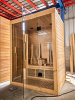Sauna infrarouge lointain moderne ODM 2 places en hemlock, faible EMF, avec chauffages en fibre de carbone, appareil de soins de santé intérieur, boîtier de configuration modulaire