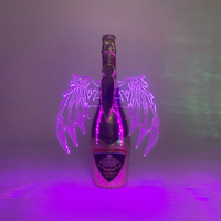 Ailes de chauve-souris LED pour bouchon de bouteille, lumière scintillante multicolore en acrylique pour Halloween, mariages et fêtes