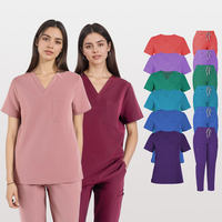 Klassieke V-Hals Dames Tandheelkundige Uniform Sets Voor Gepersonaliseerde Logo Sneldrogende Premium Kwaliteit Scrubs Uniformen Sets