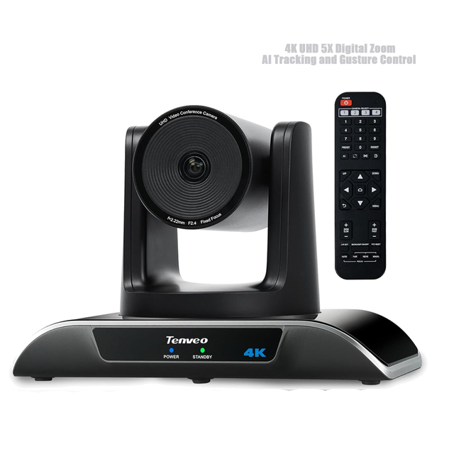 4K PTZ Conference Camera with AI-Powered Auto Tracking 5X Digital Zoom USB 3.0 120 FOV for Zoom Meeting Live Streaming