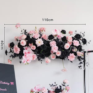 Customized Artificial Black and Pink Decoration <strong>Floral</strong> Wedding Decoration Holiday Event Ceremony Background Layout - Product Image 4