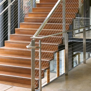 <span class=keywords><strong>Rampe</strong></span> d'<span class=keywords><strong>escalier</strong></span> en acier inoxydable avec câble, design de balustrade, intérieur et extérieur, satiné brossé, acier inoxydable 304/316, DB-B1052, pose facile au sol - Product Image 1