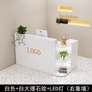 Mostrador de Recepción en Forma de L, Mostrador Curvo para Tiendas de Ropa Pequeñas, Mostrador Moderno para Salones de Belleza y Tiendas de Té con Leche - Product Image 3