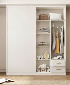 Armoire de chambre moderne blanche neutre pliable avec portes coulissantes pour appartement et entrepôt - Product Image 5
