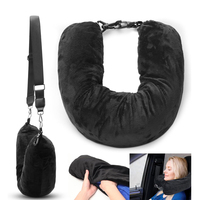 Sac à linge multifonctionnel en forme de U rembourré Oreiller de voyage en peluche douce Rangement de voyage pour les voyages d'affaires