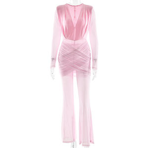 Viviblook Z0124JP Nuevo Mono de Fiesta para Mujer, Sexy, con Cuello en V Profundo, Ajustado, Plisado, de Una Pieza, con Cintura Alta - Product Image 3