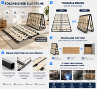 Canapé-lit pliable de qualité supérieure au design industriel, avec structure métallique et lattes en pin/bouleau/peuplier massifs, durable, gain de place, taille King, idéal pour hôtel
