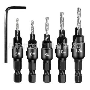 Hex Shank <b>Countersink</b> <b>Drill</b> <b>Bit</b> Set 6 8 10 12 With Screwdriver For Nonferrous Metals Bright Finish - Product Image 4