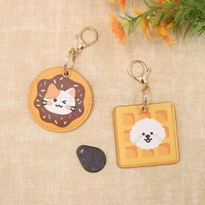 PU Leather Access Card Cover Portable RFID <b>Key</b> Fob Holder Cartoon Printing Id Card Keychain Protector - Product Image 2
