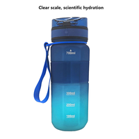 Bouteille d'eau dégradée de 750 ml, design innovant, sans BPA, en plastique de qualité alimentaire avec couvercle à paille pour le sport quotidien en extérieur