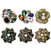 Kancing Rivet Logam Paduan Seng Kustom dengan Lapisan Enamel Warna Hitam Merah Biru Dongker Merah Muda Hijau Emas Tembaga Antik Kristal Berlian