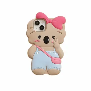 Wholesale Lovely Bow Koala Mobile Back Cover Silicone Cartoon Phone Case for Apple iPhone 15 14 13 12 pro max 11
