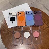 Coque de téléphone magnétique transparente en acrylique pour iPhone 18 17 Pro Max, compatible avec la recharge sans fil, antichoc, avec dos transparent