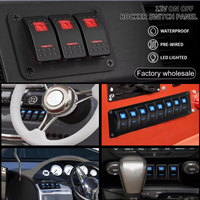 Interrupteur à bascule 1 gang 2 voies avec support de panneau en aluminium, interrupteur à bascule LED marche/arrêt 12V 5 broches pour voiture, camping-car, camion, bus, bateau
