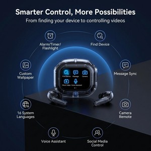 Audífonos Inalámbricos TWS Inteligentes con Pantalla Táctil LCD, Traductor IA, Cancelación de Ruido Activa (ANC), 16 Idiomas, Alta Fidelidad, IPX5 - Product Image 3