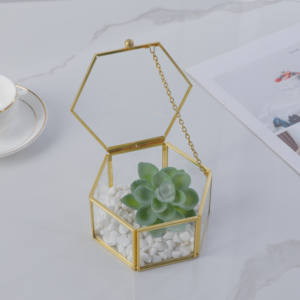 <span class=keywords><strong>Coffret</strong></span> cadeau de mariage de luxe fait à la main élégant présentoir en verre et métal pour bagues et colliers boîte à bijoux de qualité pour hommes et femmes - Product Image 5