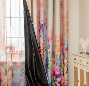 春花花油絵庭自然景観窓装飾カーテンフルブラックアウトプリントカーテン生地ロール - Product Image 4