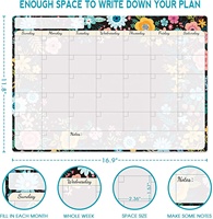 Tableau blanc magnétique personnalisé pour réfrigérateur, planificateur mensuel effaçable à sec, calendrier magnétique pour réfrigérateur