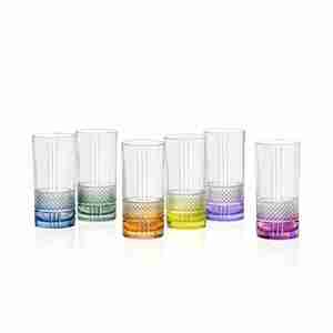 Set di 6 bicchieri RCR Brillante da 37cl con base colorata - Product Image 1