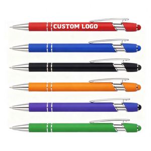 Advertising Gift Promotion Ball <b>Pens</b> With Logo Metal Aluminum Wholesale 2 in 1 Soft Rubber Touch Screen Stylus - Product Image 1