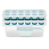 SB TECH Nouveau bac à glaçons rectangulaire en polypropylène bleu à 12 compartiments, monobloc, durable, anti-moisissure, avec couvercle, résistant au congélateur