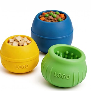 Jouets à mâcher interactifs en silicone pour chiens avec distributeur de nourriture, design jaune, bleu, vert, pour usage intérieur, petite taille - Product Image 1