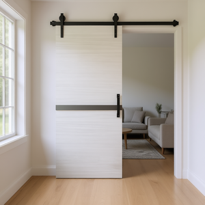 Porte coulissante intérieure CRAZY ELF moderne style grange 36 x 80 en mélamine avec kit de rails - Product Image 3