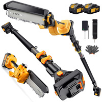 Kit de sécateur télescopique DIY pour élagage en hauteur de 2 mètres, avec 2 batteries au lithium, tige d'extension et moteur sans balais