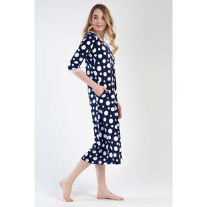 Vestido KADIN P.MODAL con cuello en V y mangas 3/4 con bolsillos - INDIGO - INDIGO - Product Image 3