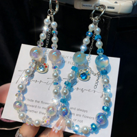 Porte-clés de luxe Bling Bling en forme de chat, perles et cristaux, pendentif mignon pour sac, breloque de téléphone portable, décoration pour clés de voiture