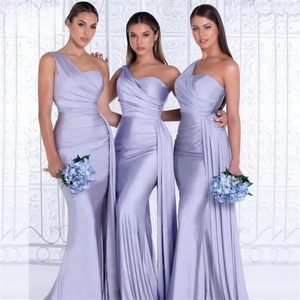 Vestido <span class=keywords><strong>de</strong></span> <span class=keywords><strong>Dama</strong></span> <span class=keywords><strong>de</strong></span> Honor Estilo Sirena con un Hombro 2023 Elegante <span class=keywords><strong>de</strong></span> Satén Elástico para Fiesta <span class=keywords><strong>de</strong></span> Boda - Product Image 3