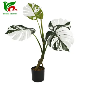 Monstera artificial planta 80 cm falso Albo Monstera árvore com folhas brancas e verdes para decoração de casa sala de estar