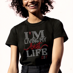 Custom Black History Rhinestone Transferencia de Calor Hierro en I Am Living My Best Life para Camisas Sudaderas con capucha - Product Image 1