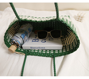 Fashion Plastic <strong>Woven</strong> Shoulder <strong>Bag</strong> - New Vegetable <strong>Basket</strong> Tote, Diamond Straw Beach <strong>Bag</strong> Vacation Resort Handbag - Product Image 5