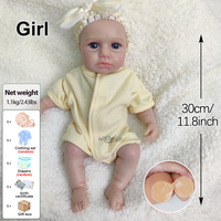 12 "Hochwertige Platin Silikon Reborn Baby Doll Realistische Ganzkörper mit Augen Plüsch tier Neugeborenes Baby für Sammler