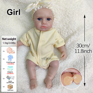 12 \ "Alta Qualidade Platinum Silicone Reborn Baby <span class=keywords><strong>Doll</strong></span> Realista Corpo Inteiro com Olhos Brinquedo Macio Bebê Recém-nascido para Colecionadores - Product Image 6