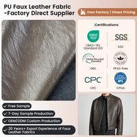 Tissu en cuir PU taupe à base aqueuse avec support tricoté élastique 0,55 mm 138 cm – Tissu en cuir PU de qualité supérieure pour la confection de manteaux (OEM)