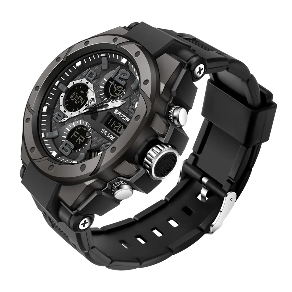 SANAD 6008 Top Brand Luxury Men's Watches Sports Wristwatch 5ATM Waterproof Quartz Watch Men S Shock Clock Man relogio masculino