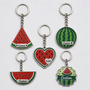 Porte-clés personnalisés en métal de haute qualité en forme de pastèque pour la promotion estivale des fruits, vente en gros - Product Image 1