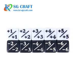 16mm D6 Dice Counters +1/+1 And -1/-1 White Black Plastic Dice Board Game Dnd Rpg Resin Dice Set