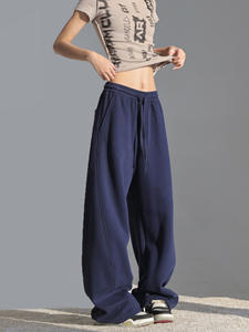 Été 2025 Nouvelle taille haute Loose Pink Vertical Straight Lazy Casual American Style <span class=keywords><strong>Swede</strong></span> Zipper Fly Wide Leg Pants - Product Image 1