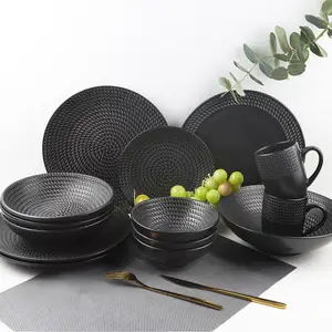 Hitam 18 Buah Artisan Asia 16Pc 72 75 Pcs 60 Potongan Terbaik Makan Malam Set Keramik Set Alat Makan Menawarkan