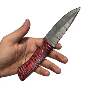 Couteau de survie Rajput DIY à lame fixe Drop Point en acier Damas 20 cm avec manche en bois Pakka bleu pour le camping et la chasse - Product Image 5