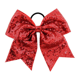 Sequin Ribbon Cheer Leader tóc Bows với ban nhạc đàn hồi, trường cheerleading cung - Product Image 3