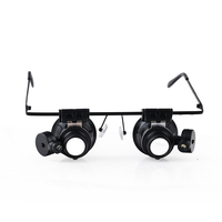 2 LED Dual Lens 20x Head-Mounted Jewelry Antiques Characters Inspection Magnifying Glass with Led Light