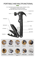 10 en 1 mini marteau multitool équipement de camping et marteau de travail pince couteau de survie
