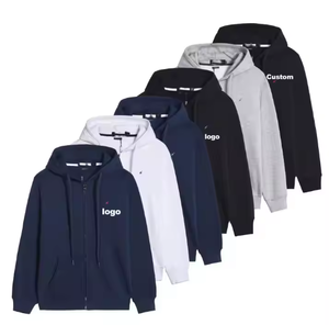 <b>dropshipping</b> Custom logo Wholesale High Quality Hoodie Fashion Embossed Logo Blank Men's Heavyweight Zip up Hoodie Men - Product Image 1