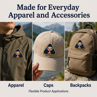 Écussons légers brodés avec logo personnalisé, motif Montagne Forêt Soleil, bordure surélevée haute densité, badge thermocollant pour chapeau de montagne