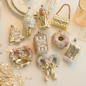 Nouvelles décorations de Noël de luxe en plastique doré avec paillettes en forme de beignets pour arbre de Noël - Product Image 3
